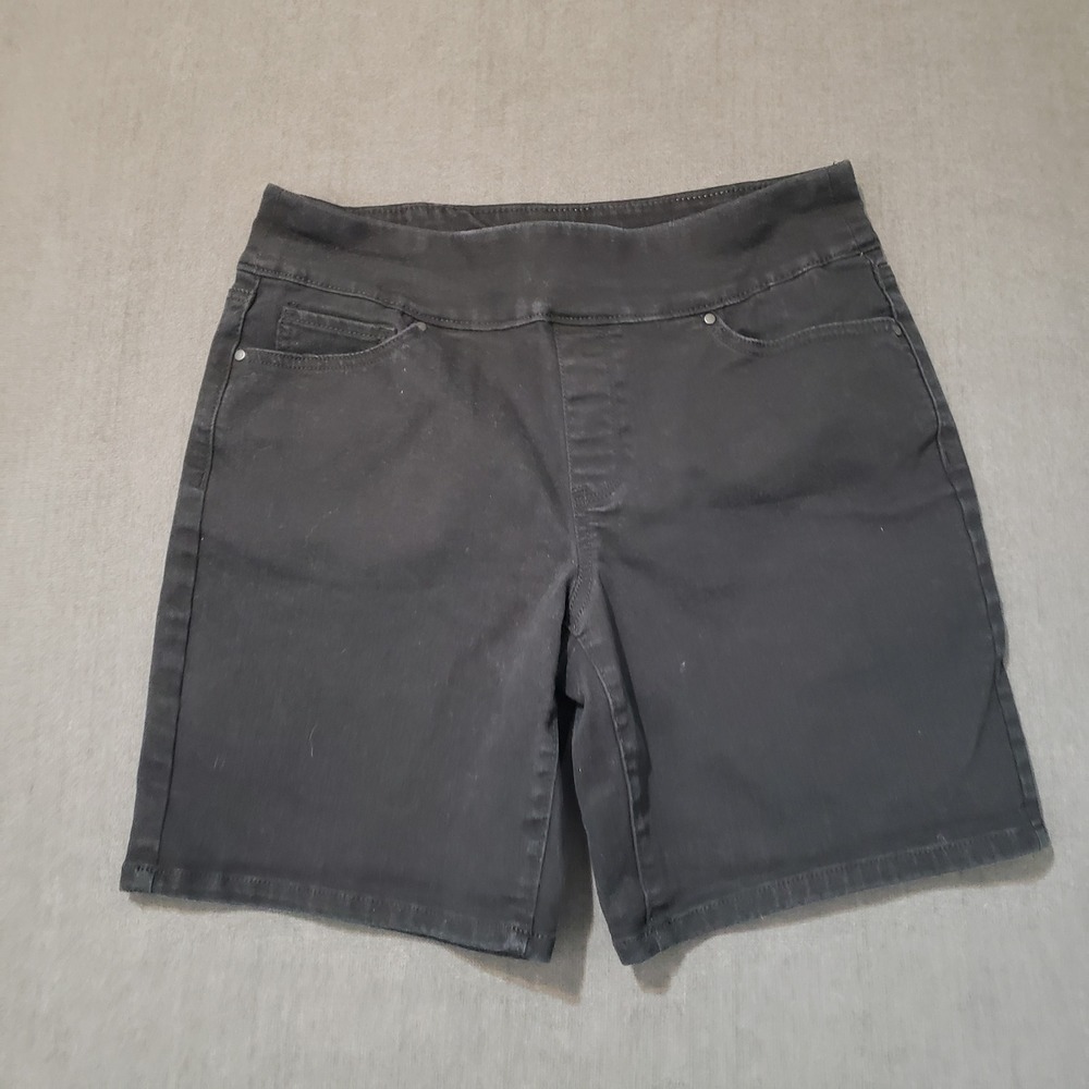 Croft & Barrow Denim Shorts Womens 8P Black Pull On Stretch Petite Bermudas